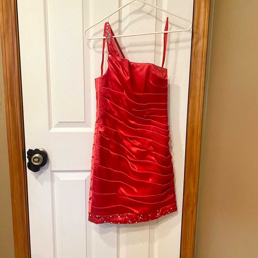 Mori Lee One Shoulder Red Dress